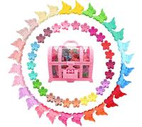 EleMirsa 80 fermagli per capelli a forma di farfalla, mini clip per capelli con scatola del tesoro, per bambine, bambine, per vestire i capelli a forma di farfalla