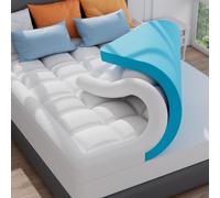 ELEMUSE Coprimaterasso in memory foam a doppio strato da 10,2 cm, 2 pollici in gel di raffreddamento memory foam Plus 5 cm copertura superiore per cuscino in bambù, supporto confortevole per alleviare