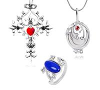 Elena Gilbert con apertura vervain Locket Collana con ciondolo Elena Sapphire Crystal Daylight Anelli Vampiro Ankh con adesivi 23 pezzi