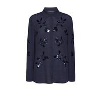 Elena Mirò - Camicia Floreale con Paillettes in Crêpe di Viscosa - - Blouses & Shirts - Donna - Blu - M