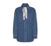 Elena Mirò - Camicia in denim lavato con foulard - - Blouses & Shirts - Donna - Blu - S/M