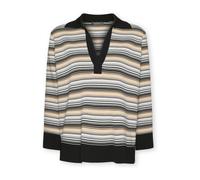 Elena Mirò - Jersey a Righe in Misto Viscosa - - Knitwear - Donna - Nero - 2XL