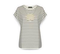 Elena Mirò - T-shirt a Righe in Cotone con Ricamo - - Tops - Donna - Bianco - XL
