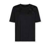 Elena Mirò - T-Shirt in Cotone con Applicazioni Floreali - - Tops - Donna - Nero - S