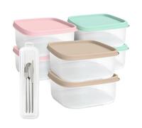 ELENANO| 6 Contenitori per Alimenti + Porta Posate in Regalo| Contenitori Plastica con Coperchio | Contenitori Ermetici per Alimenti | Senza BPA | 600 ml | Prodotto in Europa (6 ud 600 ml)