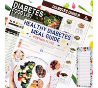 Elenco degli alimenti per diabete e pianificatore dei pasti, tabella degli alimenti per diabetici, tabelle a parete con elenco degli alimenti per diabete laminato, guida completa agli alimenti