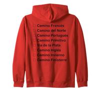 Elenco Punti del Cammino di Santiago Compostela Itinerari Felpa con Cappuccio