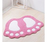 Eleoption Tappetino da Bagno Antiscivolo, Asciugatura Rapida, con Simpatica Orme dei Piedi, Assorbe L’acqua, è morbido Comodo, per Camera da Letto Cucina Corridoio Ingresso, Rosa, Piccolo, 60 * 40CM