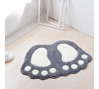 Eleoption Tappetino da Bagno Antiscivolo, Asciugatura Rapida, con Simpatica Orme dei Piedi, Assorbe L’acqua, è morbido Comodo, per Camera da Letto Cucina Corridoio Ingresso, Gray, Medio, 67 * 48CM