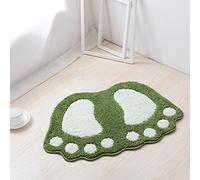 Eleoption Tappetino da Bagno Antiscivolo, Asciugatura Rapida, con Simpatica Orme dei Piedi, Assorbe L’acqua, è morbido Comodo, per Camera da Letto Cucina Corridoio Ingresso, Verde, Medio, 67 * 48CM