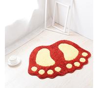 Eleoption Tappetino da Bagno Antiscivolo, Asciugatura Rapida, con Simpatica Orme dei Piedi, Assorbe L’acqua, è morbido Comodo, per Camera da Letto Cucina Corridoio Ingresso, Rosso, Medio, 67 * 48CM