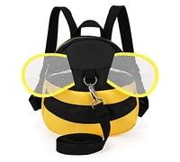 Eleoption - Zaino per bambini con motivo con api, con imbracatura di sicurezza in nylon, per bambini da 1 a 3 anni, per camminare e camminare (giallo)