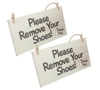 ELEOUTI 2 Pezzi Targhe in Legno per Porta d Ingresso con Scritta Please Remove Your Shoes Decorazione Rustica Appendibile per Casa Ufficio Hotel Stile Country