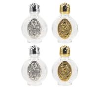ELEOUTI 4 Pezzi Bottiglia in Vetro da 15ml con Tappo a Forma di Rosa in Rilievo, Design Antigoccia e Sigillo Sicuro, per Cerimonie Spirituali e Preghiere