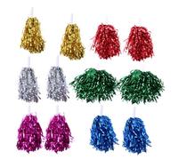 ELEOUTI Pom Pom Cheerleader 12 Pezzi Manico Diritto in Pet Leggero e Lucido, Kit per Calcio e Tennis Durante Eventi Sportivi e Feste Colore Casuale