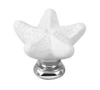 ELEOUTI Pomelli per Mobili da Cucina a Forma di Stella Marina in Ceramica Bianca e Lega di Zinco, Set da 4 Pezzi con Vite, Maniglie per Armadi e Cassetti per Decorazione Casa