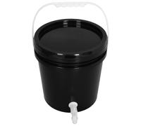 ELEOUTI Secchio in Plastica Nero da 10 Litri con Coperchio Ermetico, Rubinetto a Controllo Flusso, Design con Pareti Rinforzate e Manico Modellato, per Lavanderia e Viaggi
