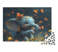 Elephant 1000Pc Recycled Paper Puzzle Elephant with Butterflies for Adults 14-99 Years Home Decor & Gift 38x26cm 1000pcs