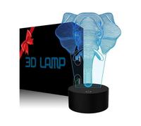 Elephant 3D Illusion Lamp, YKL World LED Night Light Touch Switch 7 Color Changing Table Desk Decoration Lamps