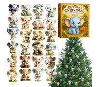 Elephant Advent Calendars 2026-24 Days 2D Acrylic Elephant Ornaments | Christmas Countdown Set with Mini Elephant Charms for Tree Decor, Animal Pendant Ornaments for Home and Holiday, Gift