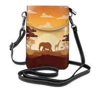Elephant and Giraffe in The Sunset Stampato piccolo cellulare portafoglio donna tracolla tracolla staccabile adatta per shopping e viaggi