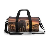 Elephant at Sunset Borsa da palestra da viaggio per donne e uomini, borsa da viaggio cilindrica borsa da allenamento sportiva con tracolla