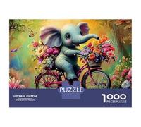 Elephant Biker Puzzles 1000 Pezzi per Adulti Jigsaw Cycling Elephant Puzzle Giochi Educativi Bella Decorazione Sfidante Colorato Un Unico 100% Cartone Riciclato 70x50cm/1000pz