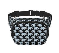Elephant-Blue - Marsupio per allenamento con stampa nera, quadrata, a doppio strato, alla moda, da viaggio per uomini e donne