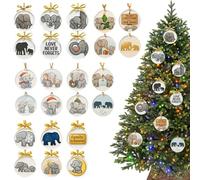 Elephant Christmas Countdown Calendar - 2D Flat Holiday Calendar, Elephant Pendant Countdown, Interactive Festive Activity for Adults Friends Family, Tree Window Wall Hanging, Colorful Winter Design