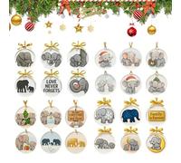 Elephant Christmas Countdown Calendar, Winter Holiday 2D Flat Design, Countdown Calendar with Elephant Pendants, Festive Hanging Decoration, for Friends Adults Students Tree Window Wall