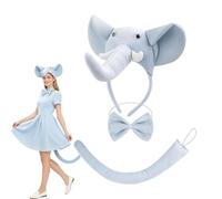 Elephant Ears Costume Set - 3 Piece Headband Bow Tie Tail For Cosplay