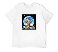Elephant Earth Tiger Panda Giraffe On Male Save Our World Men's Cotton T-Shirt White Shirt Top Tee XL