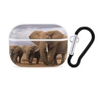 Elephant Family - Custodia protettiva antiurto per auricolari Airpods Pro di seconda generazione, con moschettone, anti-caduta, colore: bianco