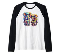 Elephant Family Sunglasses Safari Animal Colorful Elephant Maglia con Maniche Raglan