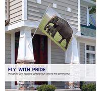Elephant Flag 3x5 FT Asian Animal Mother and Little Elephants On Grassland Outdoor Flags Large Welcome Yard Banners Home Garden Yard Lawn Decor