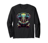 Elephant Gaming Animali Videogiochi Divertente Elefante Maglia a Manica
