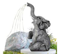 Elephant Garden Statue, Resin Elephant Figurine, 4.13x3.94x9.72 Inches Decorative Outdoor Yard Ornament with Watering Can LED Light, Weatherproof Elephants Sculpture for Gardens, Patio and Decor Use