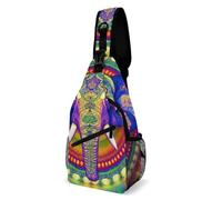 Elephant Head Tie Dye Art Donna Uomo Sling Bag Leggera Zaino Monospalla Piccolo Borsa A Tracolla Per Treeking Viaggio Lavoro