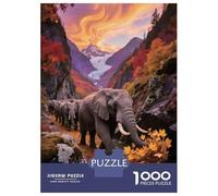 Elephant Herd Mountain 1000 Pezzi Puzzle Per Adulti Set Puzzle Cartone Robusto - Puzzle Coppia Ultra Difficile, Top Valutato, Attività Perfetta in Casa Per Tutti 70x50cm/1000pcs