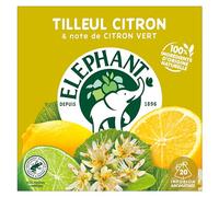 Elephant, Infuso aromatizzato, sapore di tiglio, limone e lime, certificato Rainforest Alliance, 100% di origine naturale, 20 sacchetti piramide