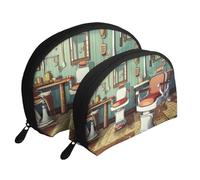 Elephant is Sitting in The Water - Trousse portatile per cosmetici, organizer da viaggio con cerniera e scomparti interni, Barbiere Shop, Taglia unica