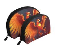 Elephant is Sitting in The Water - Trousse portatile per cosmetici, organizer da viaggio con cerniera e scomparti interni, Arancione Rosso Phoenix, Taglia unica