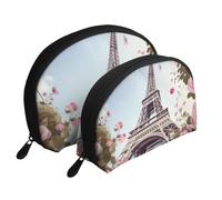 Elephant is Sitting in The Water - Trousse portatile per cosmetici, organizer da viaggio con cerniera e scomparti interni, Parigi Torre Eiffel Fiore, Taglia unica
