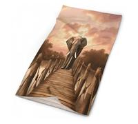 Elephant On A Bridge Printed 26X30Cm Elastico Ghetta da Collo Elegante Bandana per Adulto Outdoor Bambini