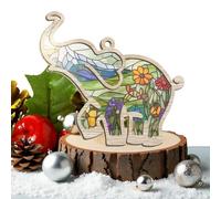 Elephant Ornament, 3.94x3.54 Inches Christmas Tree Ornaments Elephant Sun Catcher with Card, Cute Keepsake, Friendship Ornament For Women Holiday Party Home Window Tree