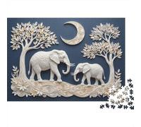 Elephant Paper Art 100% Recycled Cardboard 3D Elephant Family Art 1000Pc Puzzle Adults Unique Classic Educational Games Brainteasing 52x38cm/1000pcs
