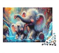 Elephant Play Puzzle 1000 Pezzi Elefantini che giocano vicino a una cascata idea regalo puzzle decompressivo educativo divertente decorazione casa