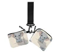 Elephant - Portafoglio da donna con portamonete staccabile, con tasca portamonete con cerniera, per lavoro, viaggi, confezione da 2, Elefante, 1 size, Stampa artistica
