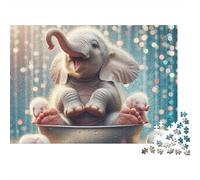 Elephant Puzzle 1000 Pezzi Bath Time Elephant in Cartone Spessore Anti-stress Per Famiglia Appassionati Allenare La Mente Regalo Offerta Speciale 38x26cm/1000pcs