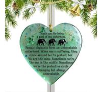 Elephant Sisterhood Ornament, 10x8cm Heart Shaped Acrylic Decoration, Light-Capturing Christmas Sisterhood Ornament, For Friends Girls Women Family Classmates